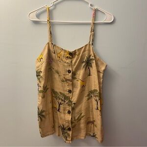 Old Navy Linen Tank - Safari Print- Giraffe, Zebra, Flamingo